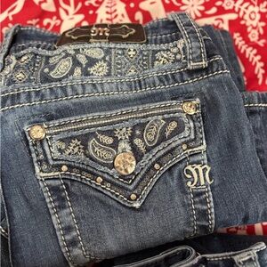 Miss Me Blue Embroidered Boot Cut Jeans